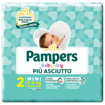 pampers baby dry mini taglia 2 (3-6 kg) 24 pannolini